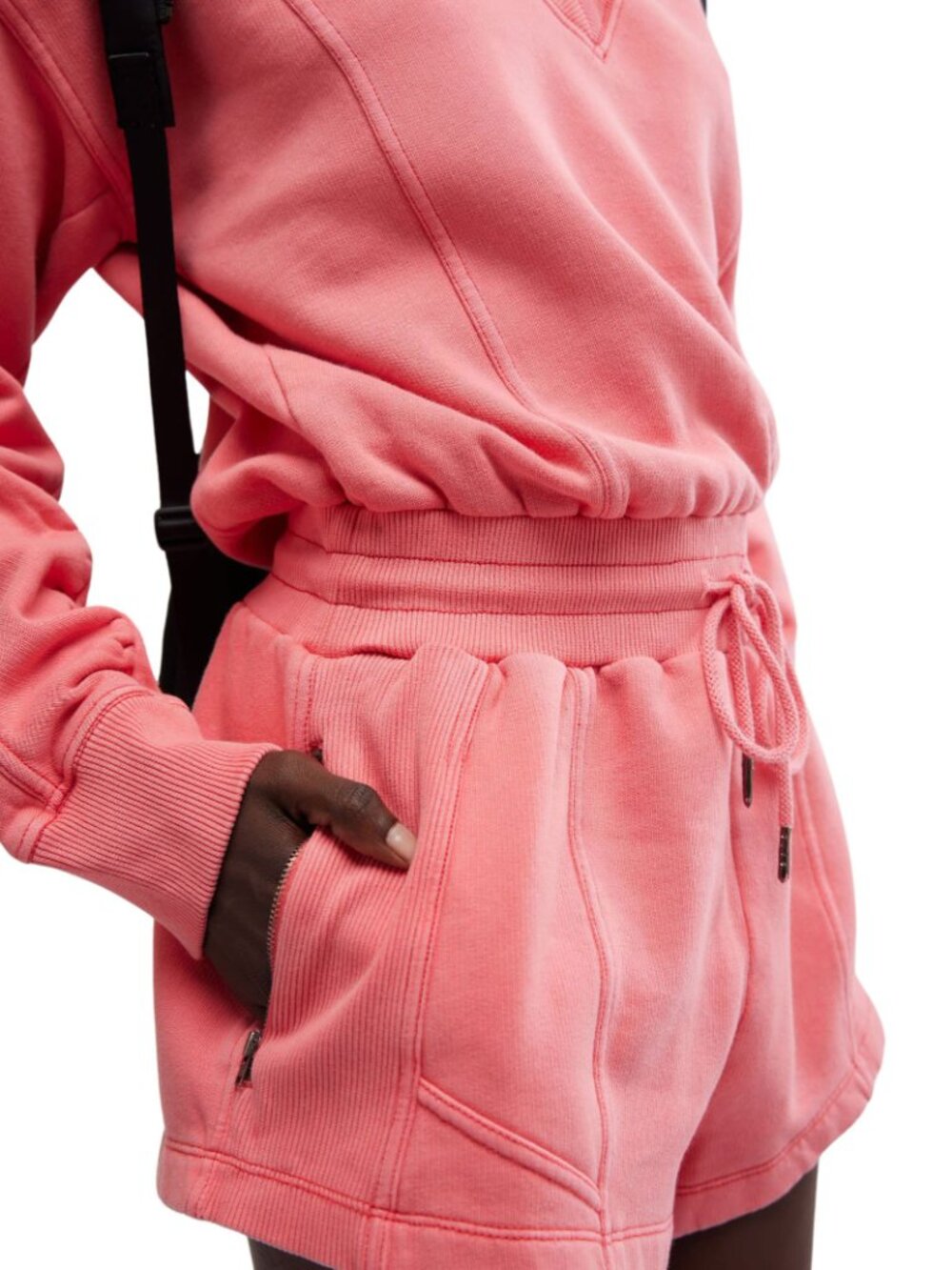 NWT FREE PEOPLE FP Movement Intercept romper hibiscus pink long sleeve size L - Picture 5 of 5